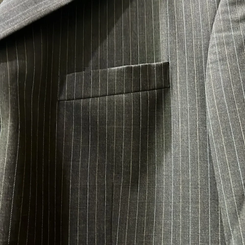 Oscar de La Renta Grey w Blue Pinstripes 3-button Men’s 48R Sports Coat Blazer